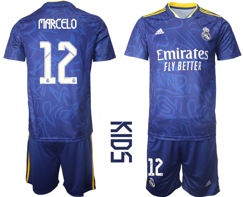 Youth 2021-2022 Club Real Madrid away blue #12 Soccer Jersey